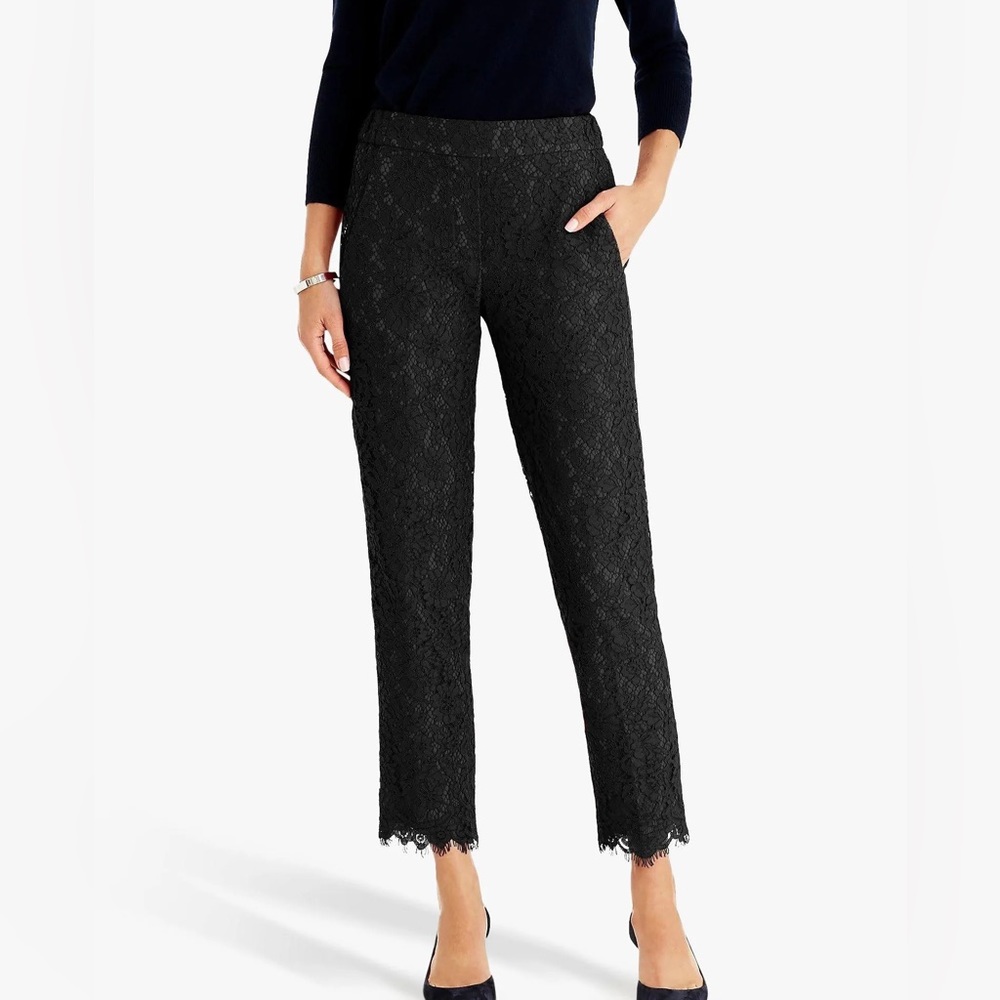 NWT J.Crew Lace Pants Black Pull-on with Pockets